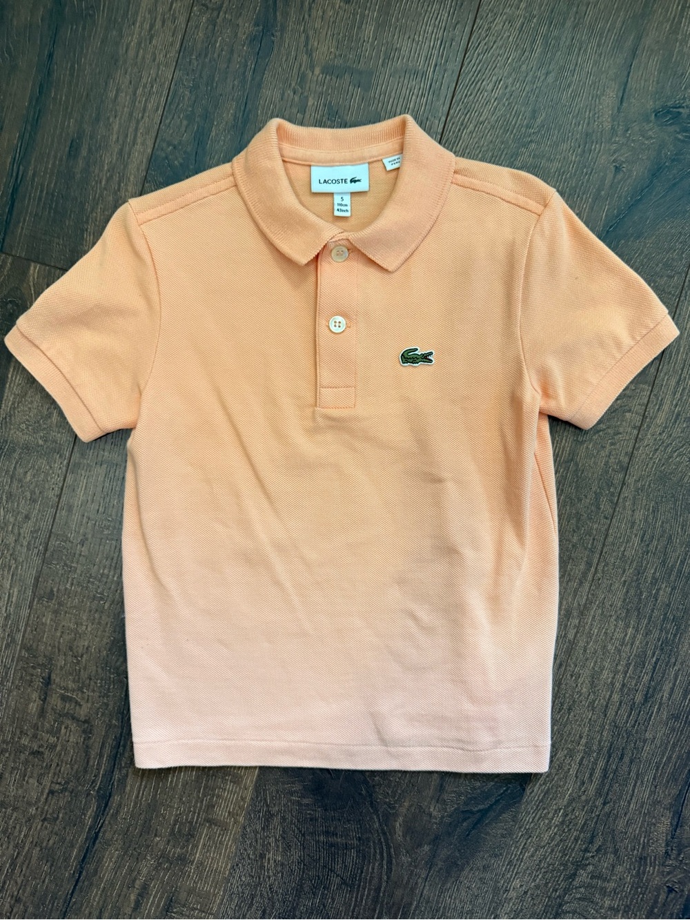 Lacoste Kids Peach Polo with Crocodile Logo